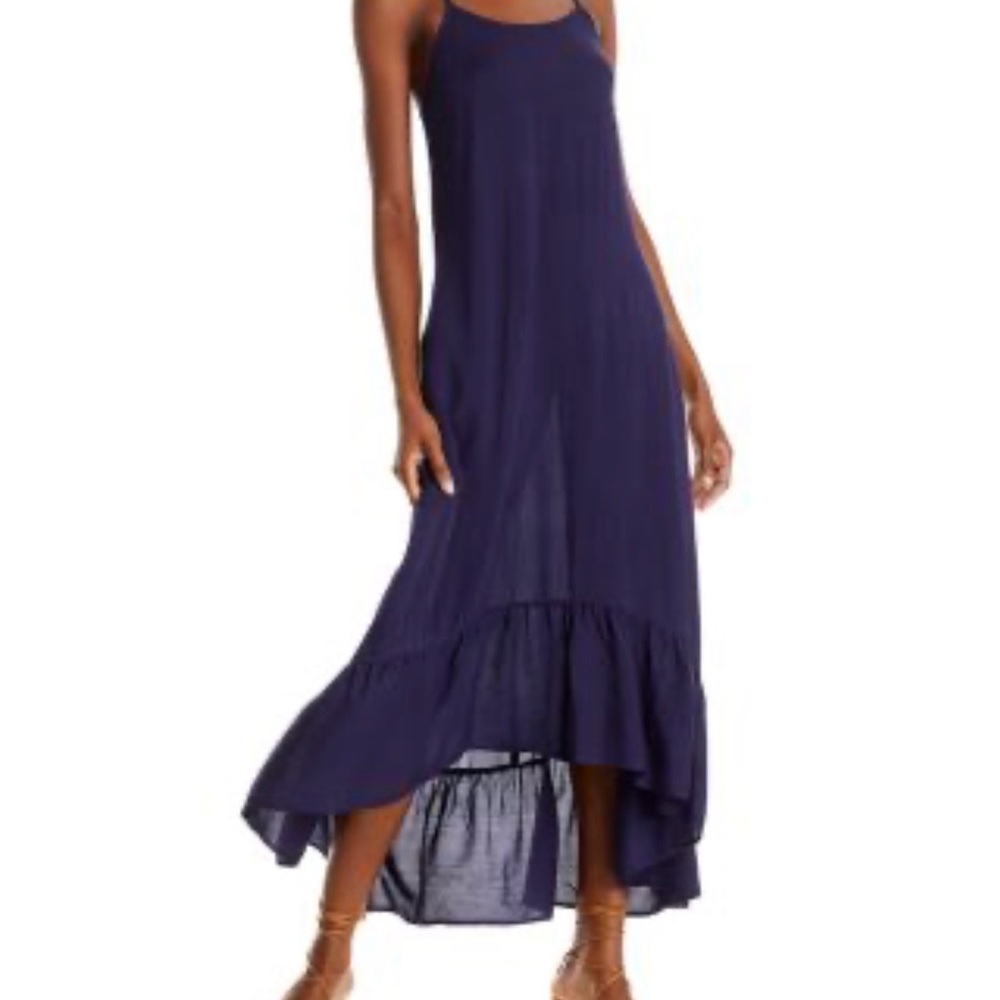 Anthropologie Blue High-Low Ruffled Sundress